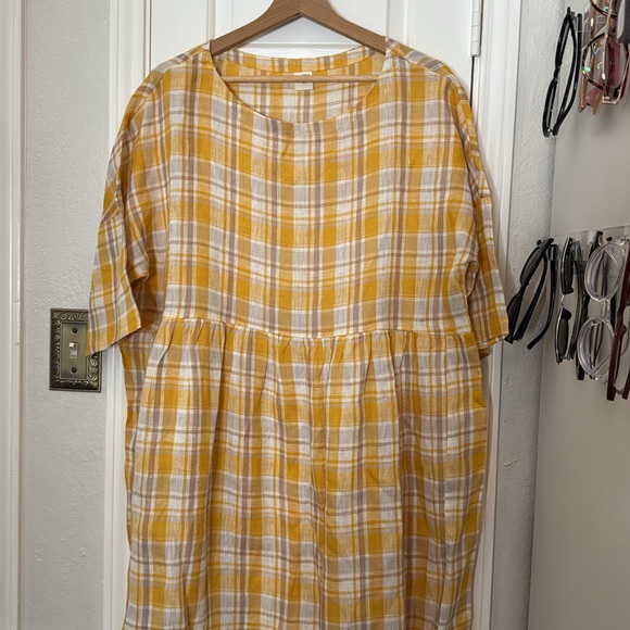 Lintico Valencia plaid linen midi dress - Picture 3 of 11
